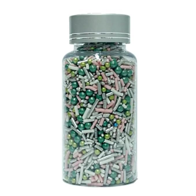 Confect Fusion Sprinkle Mix | Green & White Confetti Blend for Cake Decorating | Edible Pastel Sprinkles for Cupcakes, Cookies & Desserts | Baking Toppings | Vegan, Gluten-Free, Soy-Free, Dairy-Free, Palm Oil-Free – 4.2 Oz