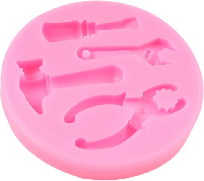 Hand Tools Silicone Mold Construction Tools Chocolate Fondant Molds Wrench Hammer Pliers Molds for Cake Decoration Cupcake Topper Candy Sugar Craft Polymer Clay Gum Paste