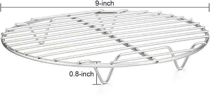 TeamFar Round Cooling Rack Set of 4, 9 Inch Round Wire Rack Stainless Steel Baking Steaming Roasting Rack Set, Healthy & Sturdy, Mirror Finish & Rust Resistant, Oven & Dishwasher Safe