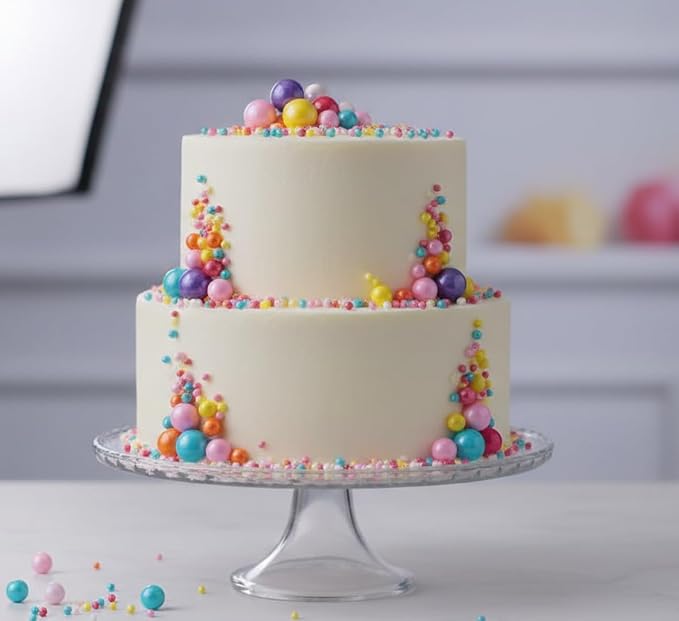 Zali Edible Pearl Sprinkles, Multicolor Mix, 26 Colors Mixed Size | Sugar Pearls, For Cakes, Cupcakes, Cookies, Donuts & Ice Cream, Gluten Free, Food Grade, Wedding & Festival Decoration