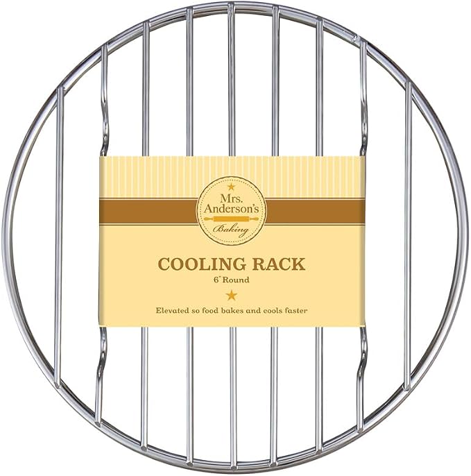 Mrs. Anderson's Baking Professional Round Cooling Rack, Heavy Duty Steel, Set of 2, 6 x 6 x 0.5-Inches
