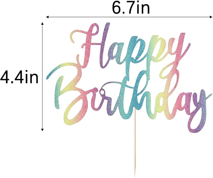 Handmade Glitter happy birthday Cake Topper, Happy Birthday Cake Bunting Decor,Birthday Party Decoration Supplies (Chroma)