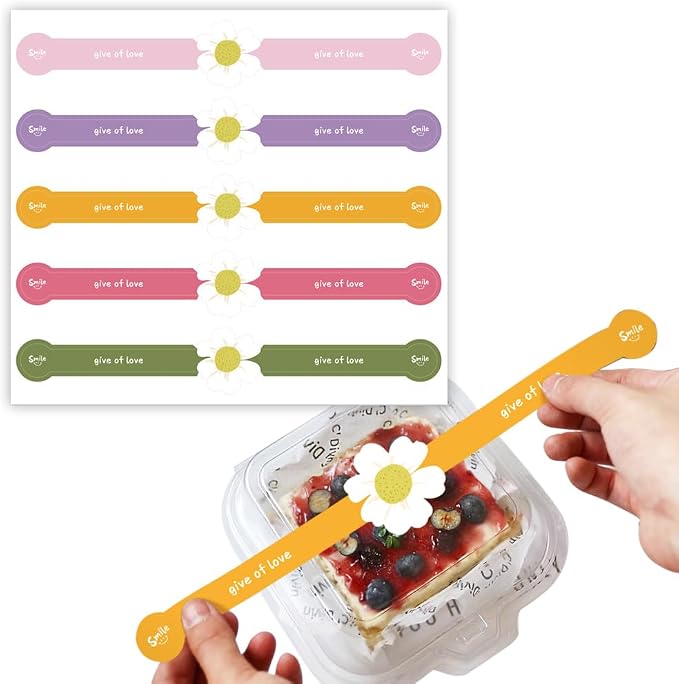 7.3 inch Long Sealing Stickers for Small Business 150 Pcs Cute Flower Shaped Give of Love Self-Adhesive Baking Labels Handmade Food Tamper-Proof Bakery Sticker for Baked Goods Packaging