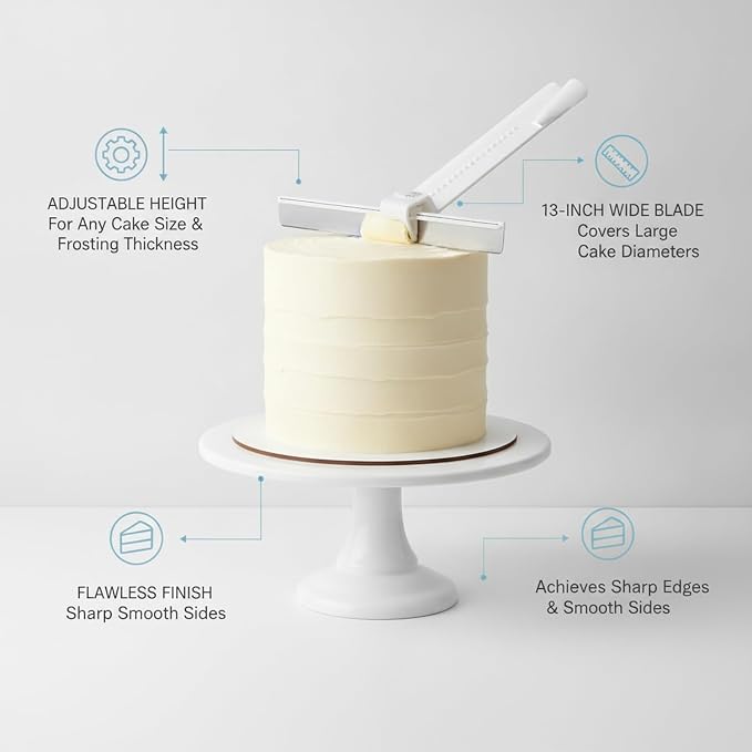 Multipurpose Adjustable Cake Smoother, 13-Inch PP Plastic Icing Spatula for Versatile Frosting and Leveling