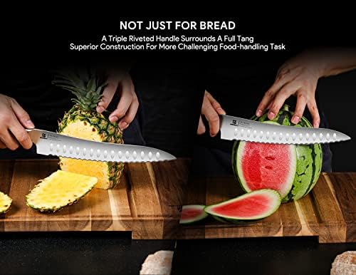Piklohas 8 Inch Resharpenable Bread Knife+Bread Box for Kitchen Countertop