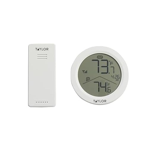 Taylor Digital Wireless Round Indoor Comfort Level Thermometer and Clock, Wireless Remote Sensor, Easy-to-Read Display for Home, Office, Greenhouse, Nursery, and Indoor Areas, LCD, White