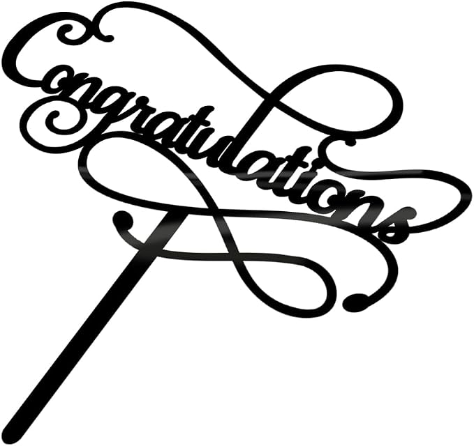 Congratulations Cake Topper,Congratulations 2026 Graduation Cake Topper,Graduation, Wedding, Retirement, Birthday, Anniversary, Celebration Party Decorations Supplies (Acrylic Black)
