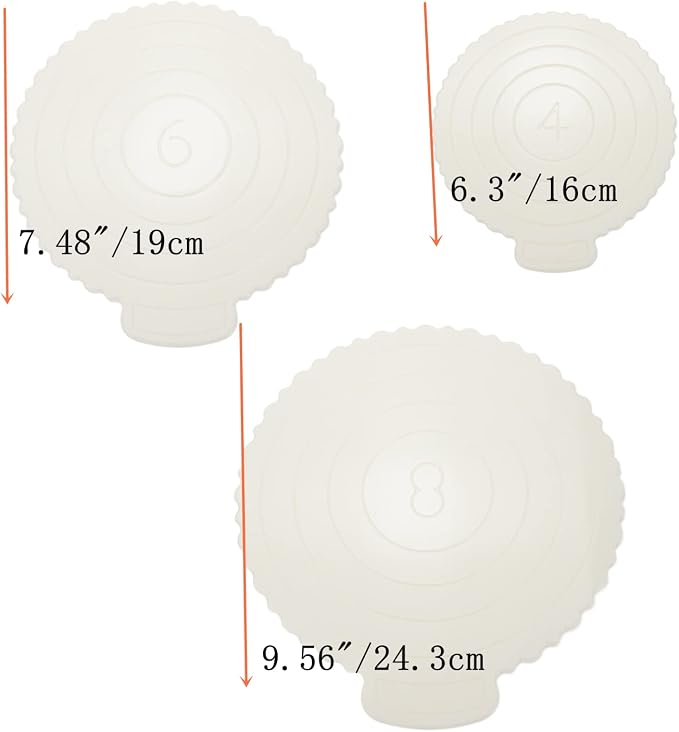 3Pcs Reusable Cake Boards,Plastic Round Circles Cakes Base | Thickened 2mm,for 4 Inch 6 Inch 8Inch Cake,Diameter of Circle 6.3"&7.48"&9.56"