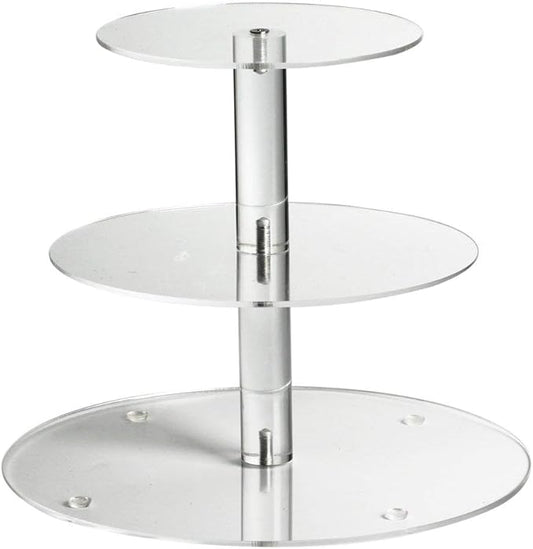 Acrylic Cupcake Stand, Clear Dessert Display Hoder Stand With Base for Wedding, Party, Baby Shower, Get-together, 3 Tier Round, Transparent