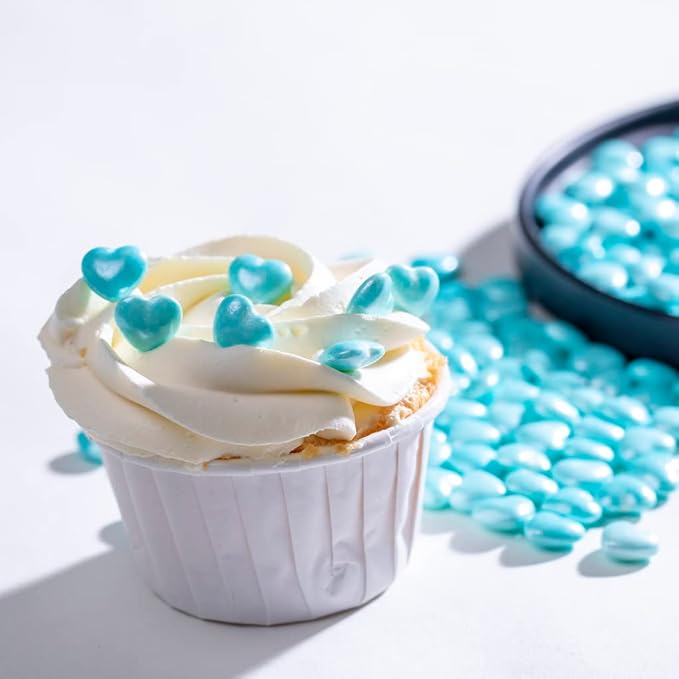Christmas Blue Sprinkles Heart Cake Sprinkles130g 4.6OZ,Cookie Sprinkles,Sugar Pearl, Edible Candy Pearls for Cake Cupcake Decorationg (Blue)