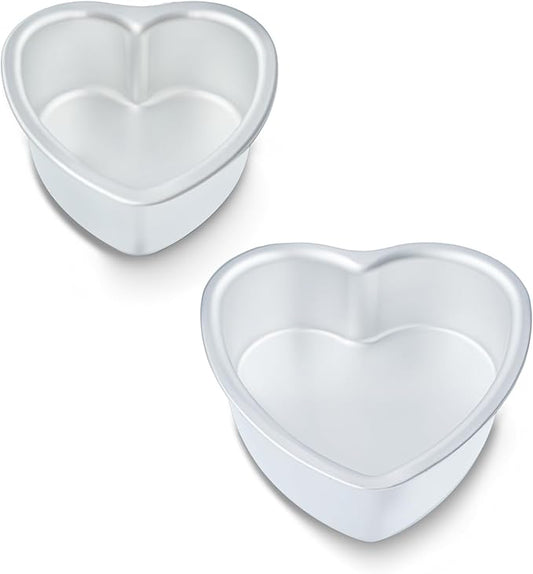 6 × 3 & 8 × 3 Inch Heart Shaped Cake Pans Set of 2, Aluminum Heart Cake Tin, Baking Cake Pan for Wedding, Party, Family Occasions, Chocolate, Bread. (Heart, 6 × 3 & 8 × 3 Inch,Set of 2)