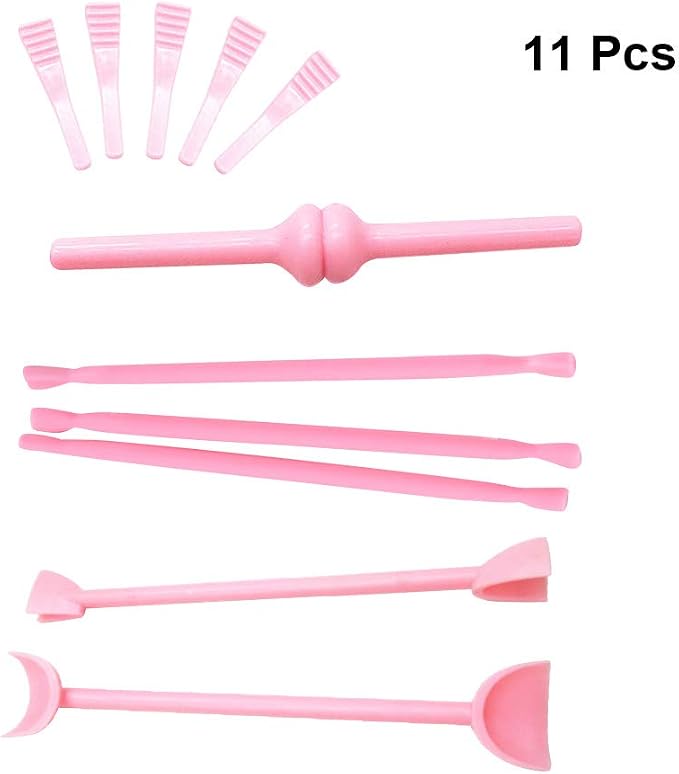 Cabilock 11-Piece Fondant Cake Carving Tools Set with Soft Flexible Tips for Detailed Pastry Sculpting Sugar Craft Lace Printing Moulds Perfect for Home Kitchen Baking