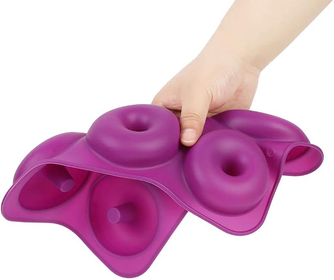 2PCS Silicone Donut Pan for Baking, 6 Cavity Silicone Donut Trays Doughnuts Baking Pans, Multifunctional Doughnut Making Trays for Kitchen