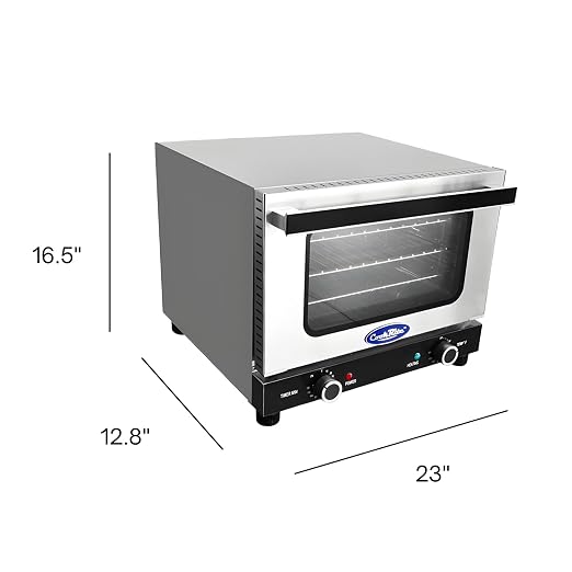 Atosa CookRite CTCO-50 Countertop Electric Convection Oven for Hotel Diner Baking | 16 1/2"H x 23"W x 23 3/10"D | Stainless Steel, Manual Control, 120V, 1550W | (Includes: Water Line Connection Kit)
