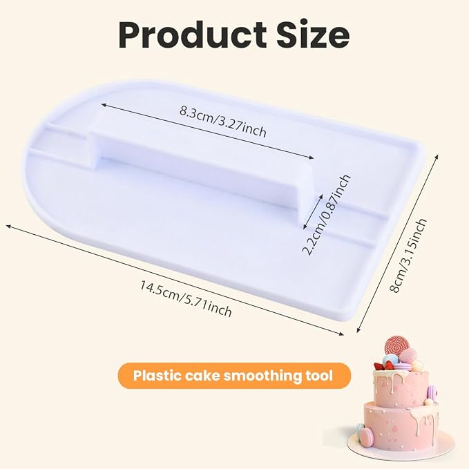2Pcs White Plastic Fondant Smoother Tool Set Icing Scraper with Handle for Cake Decorating and Surface Smoothing