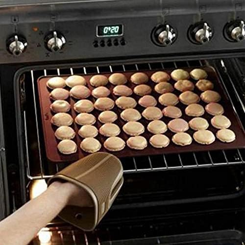 Food Grade Silicone Brown color Macaron Baking Kit Tray Set w. Piping Pot 4 types of nozzles & 1 Cleaning Scrubbing pad non stick reusable Macaroon Baking Supplies