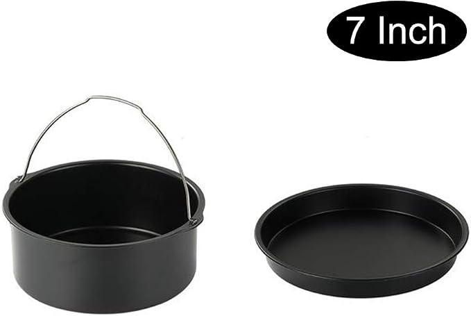 2pcs/set Universal Air Fryer Accessory Set, Include Steel Air Fryer Pizza Pan and Baking Cake Barrel, Nonstick Coating, Air Fryer Baking Pan For Gourmia