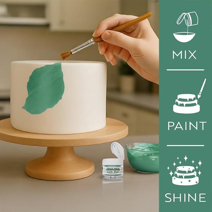 Luster Dust - Spruce Green (4g 1x Jar) | Edible Vegan Dust & Paint for Cake Decorating, Ice Cream, Desserts, Cocktails and Beverages by Bakell