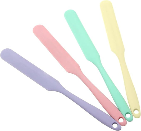 4 Pcs Silicone Jar Spatula, Non-Stick Heat Resistant Cake Cream Spatulas Set, 9.8 inch Cake Cream Butter Spatulas(4 colors）