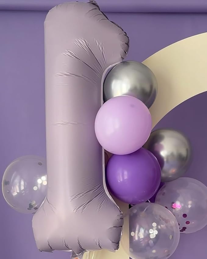 Lilac 6 Balloon, Number Balloons 40 Inch, 6th Balloons for Birthday Decorations, Lavender Party Supplies 6 Birthday Balloon, Number 6 Balloon