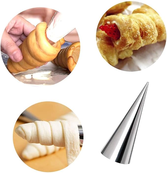 10 Pack Large Cream Horn Forms 5-inch, Non-stick Horns Pastry Mould Croissant Baking Forms for Baking Croissants Bead, Chocolate Croissant, Brioche Rolls, Ice Cream Cone Party Dessert