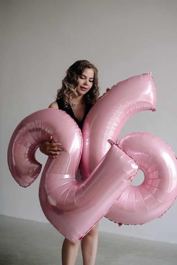 25 Balloon Numbers 40 Inch, Happy 25th Birthday Decorations for Women, Pastel Pink Foil Large Ballon for 2 5 25 52 Birthday Party Wedding Anniversary Supplies