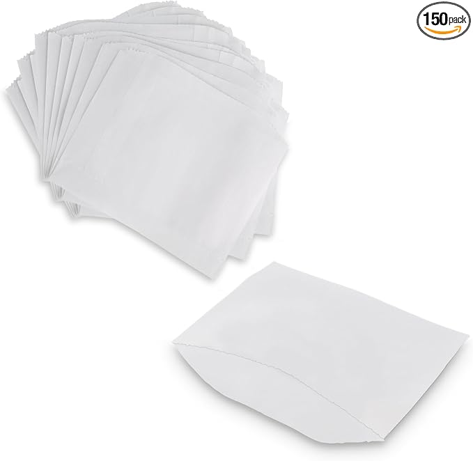 MT Products White Wax Cookie Bags 6" x 4.5" - Grease Resistant Paper Bakery Bags - Pack of 150
