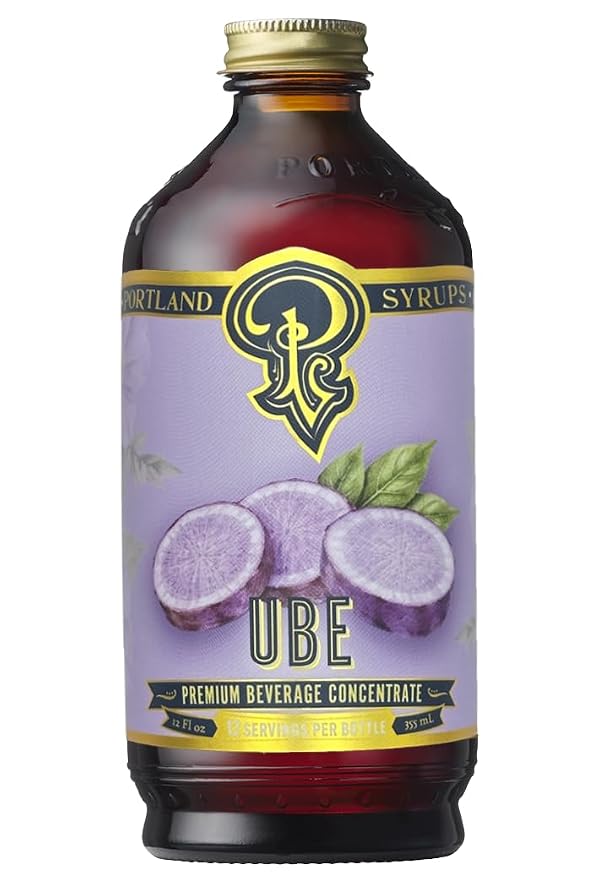 Portland Syrups Ube Syrup - Rich Ube Extract for Cocktails, Mocktails, Sodas, Non-Alcoholic Spritz, Coffee, Smoothies, Shakes, and Recipes, Flavorful Syrup for Drinks, 12 oz, 12 Servings, Pack of 1