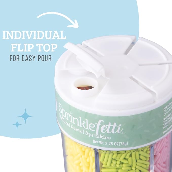 Sweets Indeed Sprinkles 6 Cell Edible Sprinkle Mix Jimmies Perfect for Cake Decorations Baking Ice Cream Cookies Cupcake Topper (Pastel Jimmies)