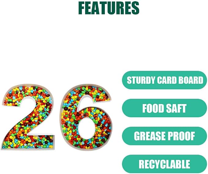 12inch Cardboard Number Fillable Food Tray Box for Charcuterie, Cupcake Arrangement,Birthday Anniversary (White, 26)