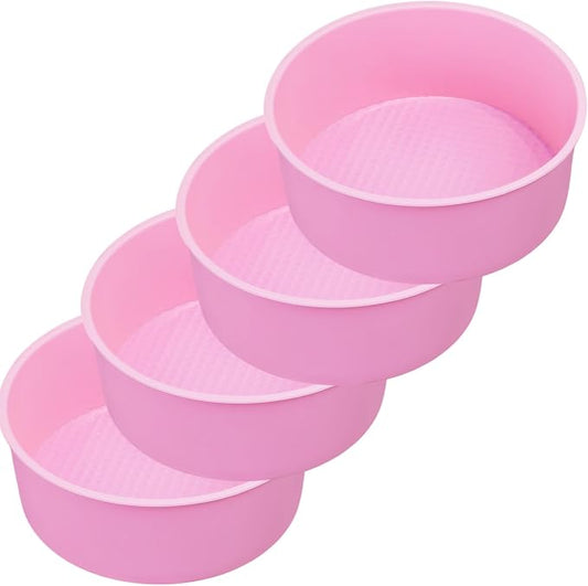 6 Inch Silicone Cake Pan, 4 Pcs Silicone Round Cake Pans, Nonstick Baking Mold BPA Free Dishwasher Safe, Great for Layer Cake, Cheese Cake, Chocolate Cake