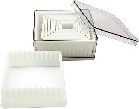 Multi-Shape Nylon Cookie Molds Round Square Star Plastic Geometry Biscuit Cutter Dough Mousse Bread Slicer DIY Bakery Utensils (Fluted Square)