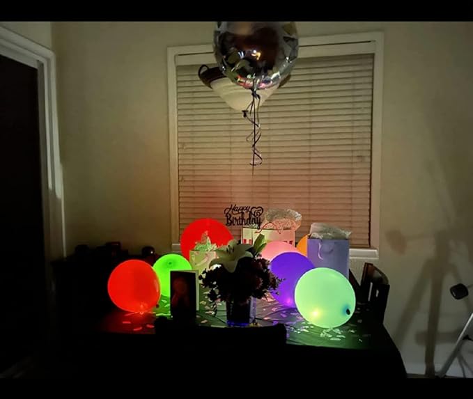 50 LED Light Up Balloons Mixed Color Non-Flashing Lasts 24 Hours Birthday Wedding Camping Glow Bachelor Christmas Housewarming Baby Shower Graduation Party Easter Halloween Valentine's Day Decorations
