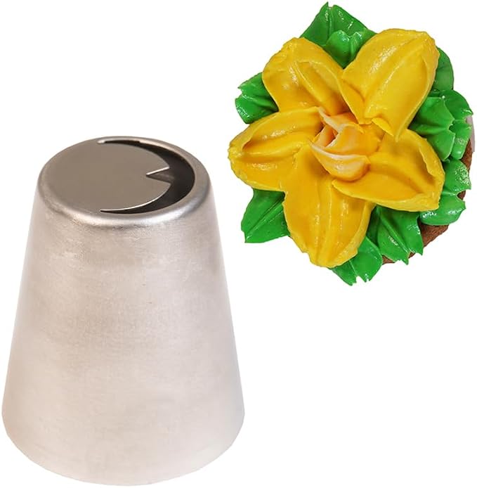 34 Pieces Stainless Steel Russian Flower Icing Tips Set,12 Special Russian Piping Nozzles,1 Cleaning Brush,1 Plastic Coupler,10 Silicone Cupcakes Mold,10 Disposable Pastry Bags for Cake Decorations