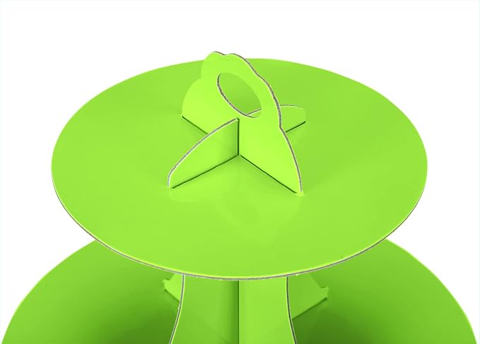 YLDW Cupcake Stand, 3-Tier Cupcake Stand Display, Cardboard Cup Cake Tower Stand, Disposable Dessert Stand for Birthday Tea Party Baby Shower Treat Decorations, Green