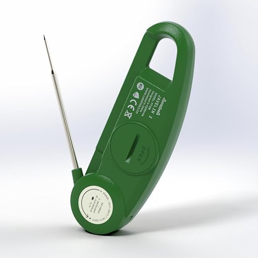 Lavatools PT12B Javelin 2 Ultra Fast Digital Instant Read Meat Thermometer for Grill and Cooking, 3" Probe, Compact Foldable Design, 1.5" Backlight Display, Water Resistant-Spinach