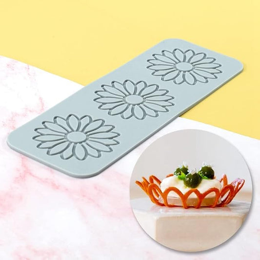 TUKE 3D Leaves Silicone Molds Flower Cake Fondant Mat Bee Leaf Pastry Moulds Rose Impression Chocolate Hollow Lace Mold (Sunflower_9.04x3.2x0.12inch_F)