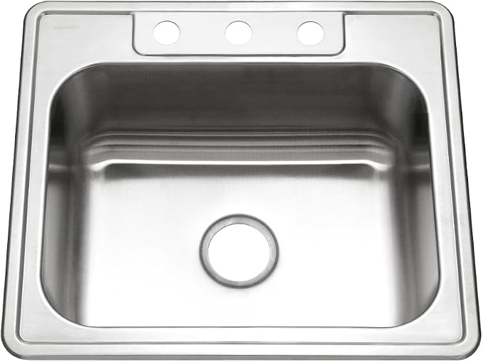 Houzer Glowtone Stainless Steel Kitchen Bar & Prep Sink - 25 Inch Drop-In Topmount 3-Hole Single Bowl Sink for Bar & Kitchen, Durable, Essential for Home & Apartment, Nested 5-Pack - 2522-9BS3-5