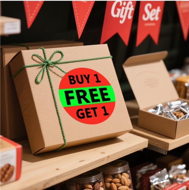Buy One Get One Sale Retail Pricing Labels/Stickers, 1.5 inch Grocery Store Food Labels for Grocery Stores,Supermarkets,Delis,Bakeries,Convenience Stores (500Pcs)