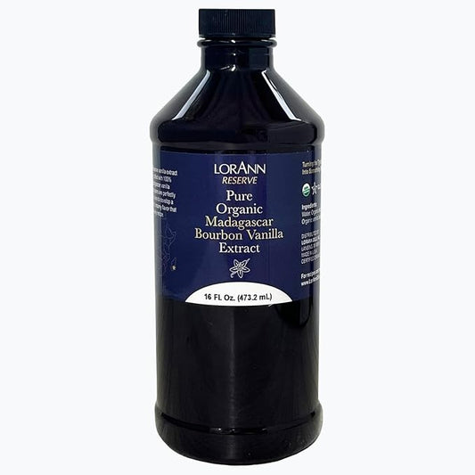 LorAnn Oils Reserve Pure Organic Madagascar Bourbon Vanilla Extract – Real, Organic Vanilla Extract for Baking, Pure Flavor & Bourbon, 16 Ounce