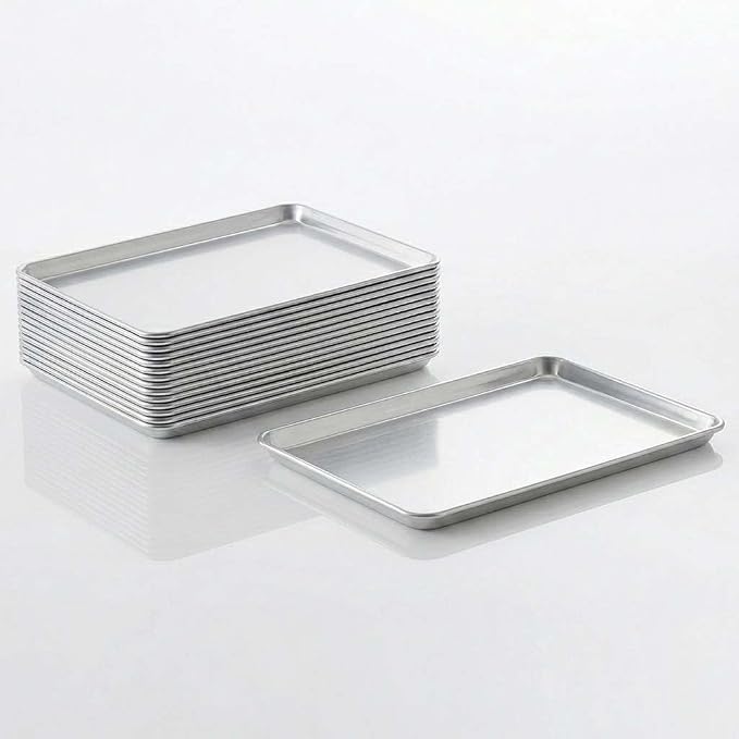 18" x 26" Full Size Aluminum Sheet Pans for Baking 12 Pack Commercial Oven Tray, for Bakeries