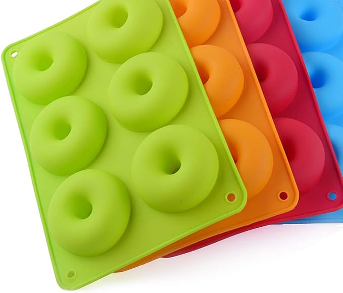 Magik 1-2 Pack Silicone 6 Cavity Donut Mold Donut Mould Pan Baking Tray Bagels Cake Biscuit Muffins Daily Party Events (1, Hot Pink)