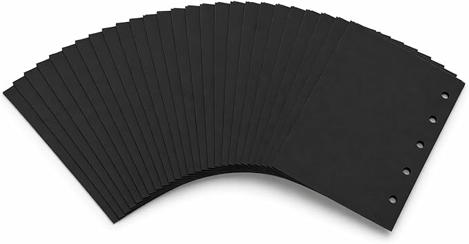 Mini Watercolor Paper Refill（30pcs，Black） - Thick Black Pages for Travel Paint Set, Pocket Sketchbook Insert for Metallic & Gouache Portable Art Kit