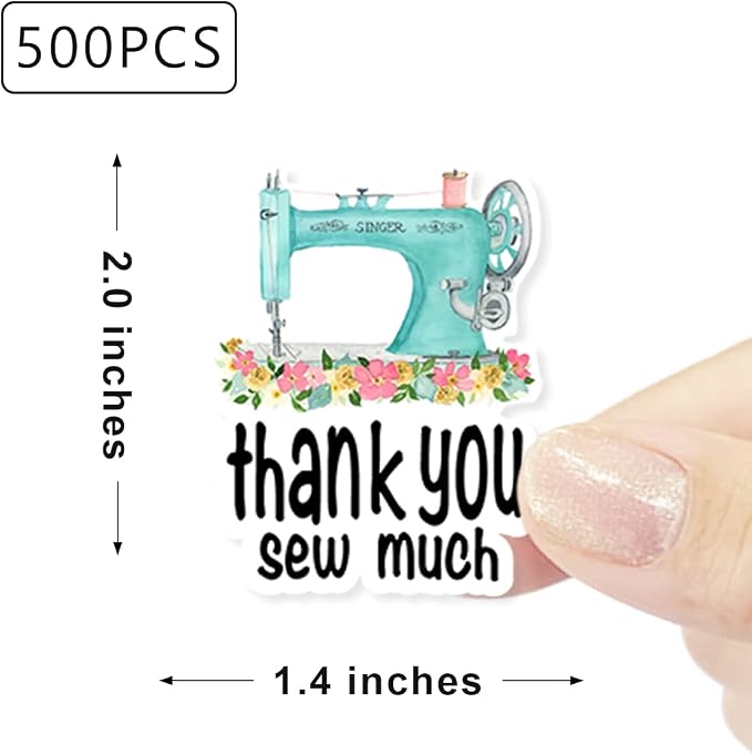 Wailozco Sewing Stickers,Thank You Sew Much Sticker for Sewing Business 500 Labels Per Roll