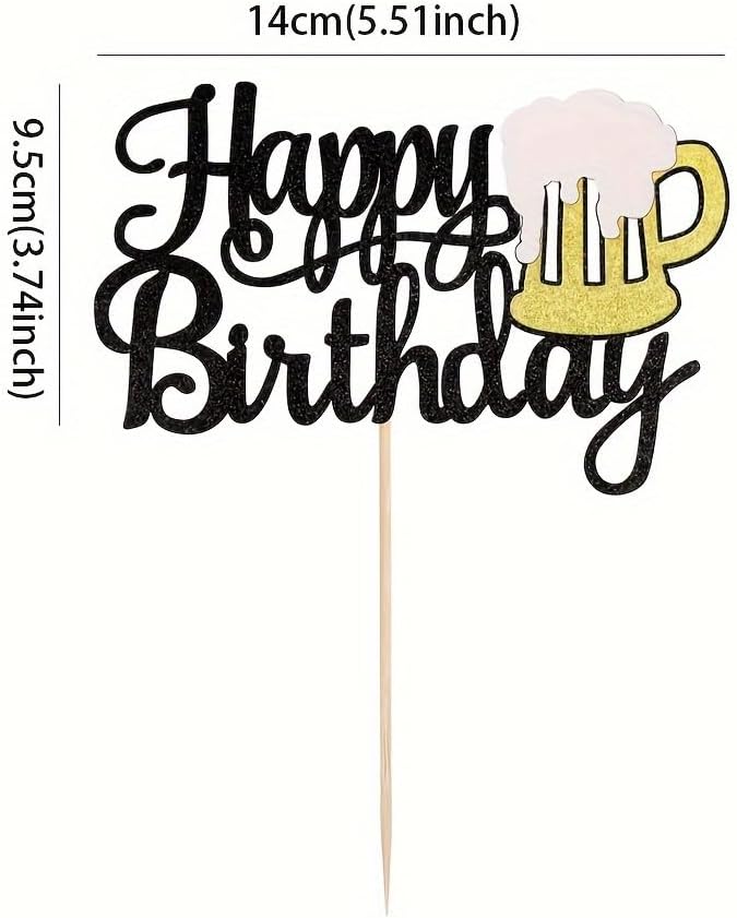 FBQ Happy Birthday Beer Mug Cake Topper DIY Beers Festival Themed Baby Shower Boys' Party Decoration Supplies
