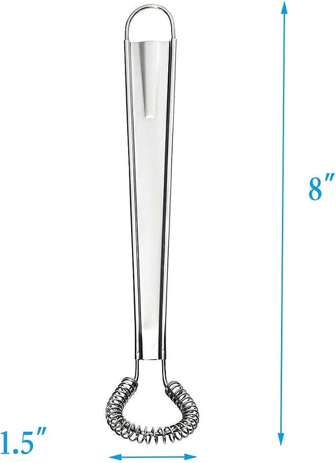 Stainless Steel Mini Spring Egg Beater Silicone Whisk Magic Hand Held Sauce Stirrer Blender Milk Frother Foamer Coffee Mixer (2Pack-Silicone+Steel coil)