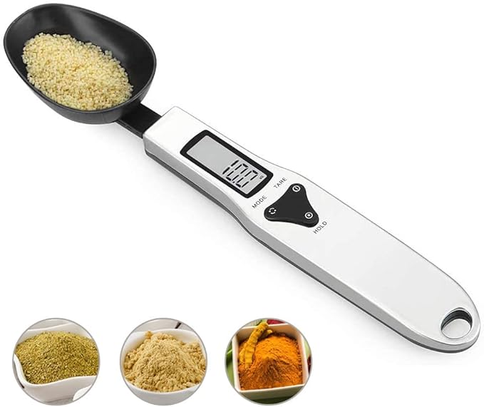 Kitchen Digital Measuring Spoon Food Scale Digital Multi-Function Small Digital Spoon Scale, Weight from 0.1 Grams to 500 Grams Support Unit g/oz/gn/ct (with 2 AAA Batteries)-LCD Display