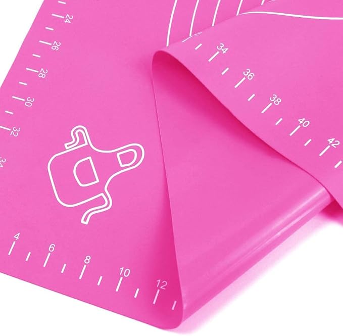 Non Stick Silicone Baking Mat for rolling dough, 25 x 18 Inches, Pink | Non Slip, Non Stick, Pastry Rolling, Dough Rolling, Oven Liner