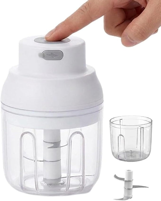 Electric Garlic Chopper, 2026 New Mini Food Processor, Rechargeable Cordless Garlic Mincer Onion Chopper, Portable Veggie Food Chopper for Ginger Chili Fruit Meat Kitchen Gadgets (White, 250ml)