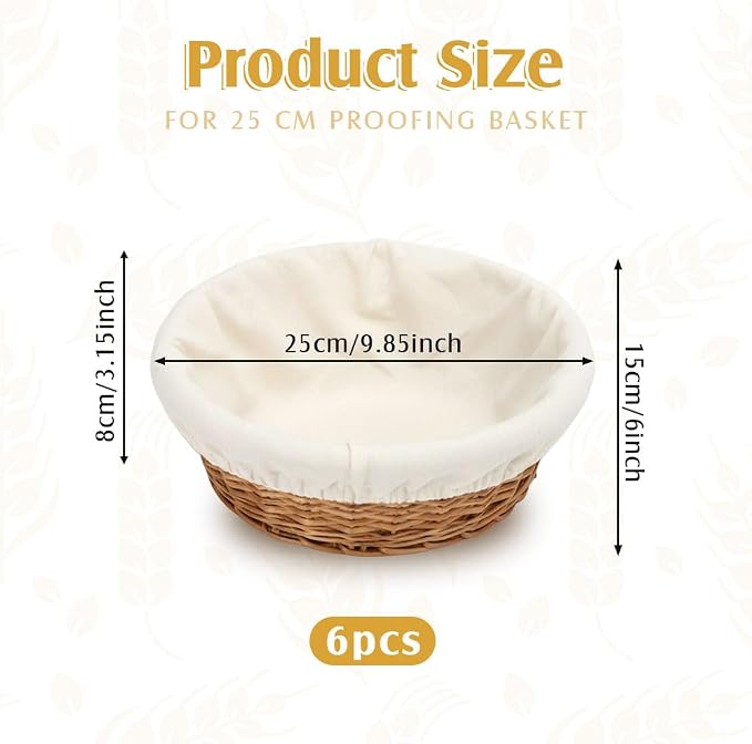 Bread Proofing Basket Cloth Liner 6 Pcs Natural Rattan Banneton Liner 10 Inch Oval Banneton Bread Proofing Cover Basket Cloth Liner Sourdough Bread Baking Supplies Cloth Bowl Covers for Bread Proofing